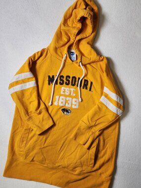 Missouri Tigers Mizzou Hoodie Heavy Stitched Applique Gold NCAA Size Large RARE